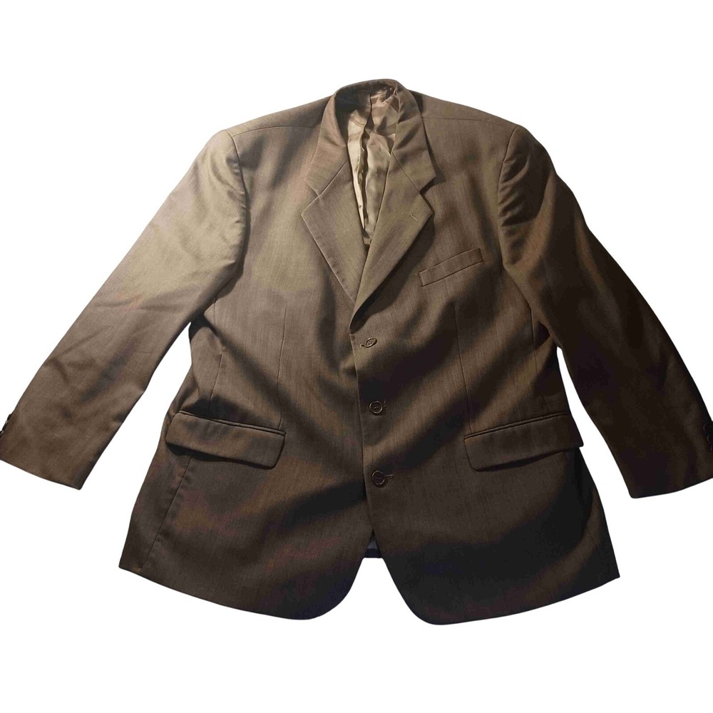 Brandini Le Collezioni Brown‎ Pinstripe 100% Wool Blazer Sport Coat Men's 48R